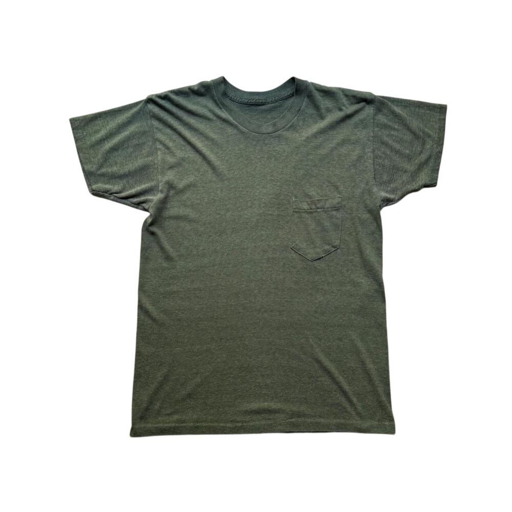 Vintage 80s Green Faded Pocket Tee Men's S